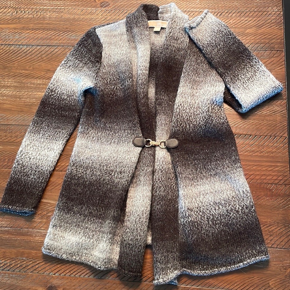 Michael Kors one toggle wool sweater sz small grey and black